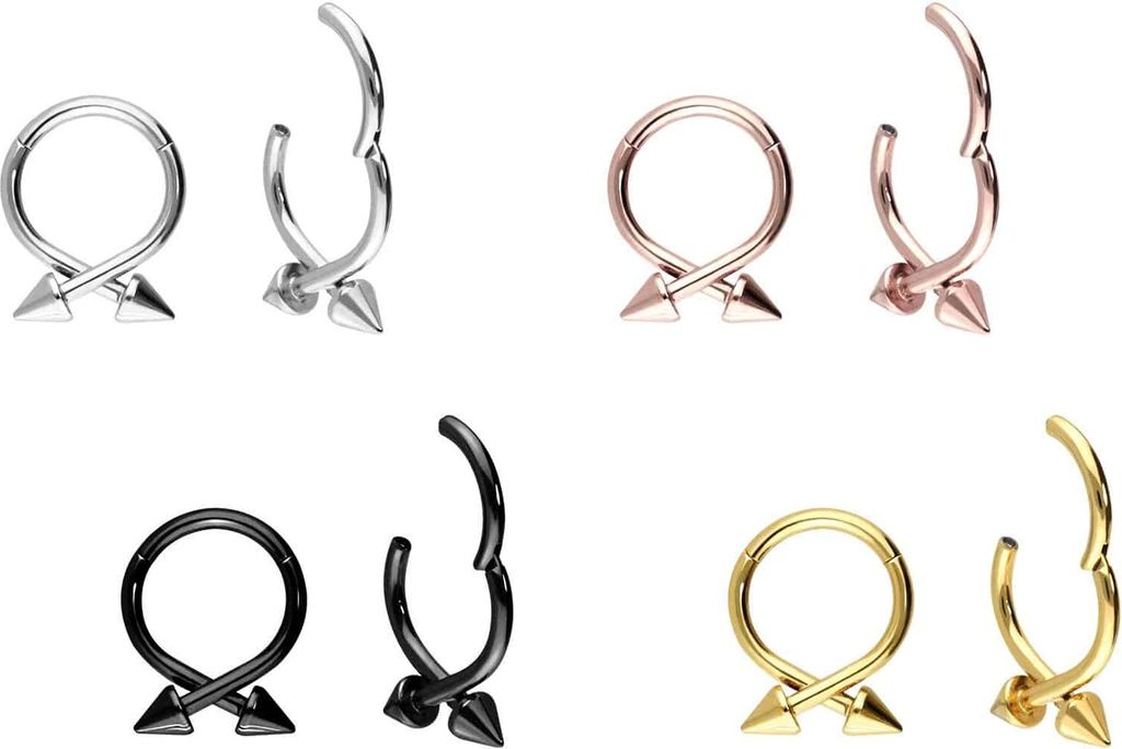 Ohrpiercing, Nasenpiercing, Septum Piercing Chirurgenstahl Segmentring Clicker 2 SPITZEN