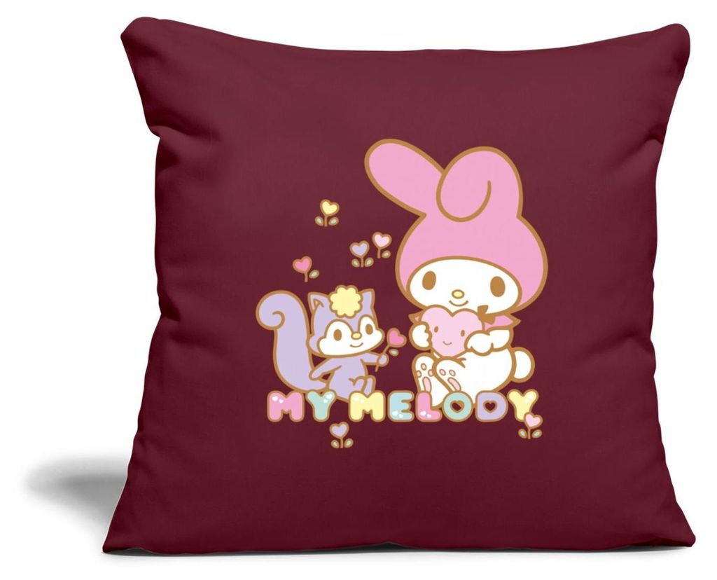 Spreadshirt My Melody Pflückt Mit Risu Herzblümchen Kissenbezug 45x45 cm, One size, Burgunderrot