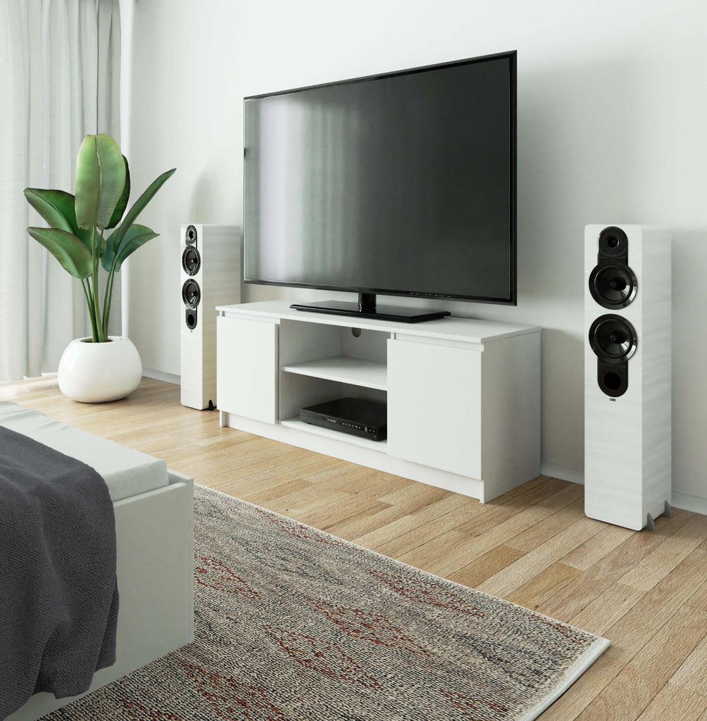 TV Lowboard – TV Schrank – TV Ständer – TV Tisch – 140 cm – Weiß Matt – Stilvolle Medienlösung mit praktischem Stauraum