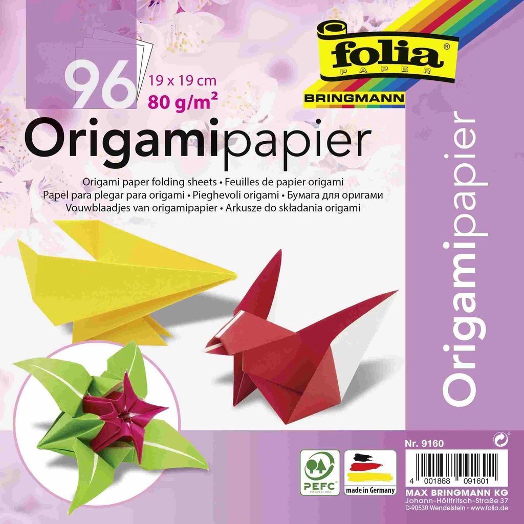 folia Origami-Faltbl„tter, 190 x 190 mm, farbig sortiert Image du produit 
