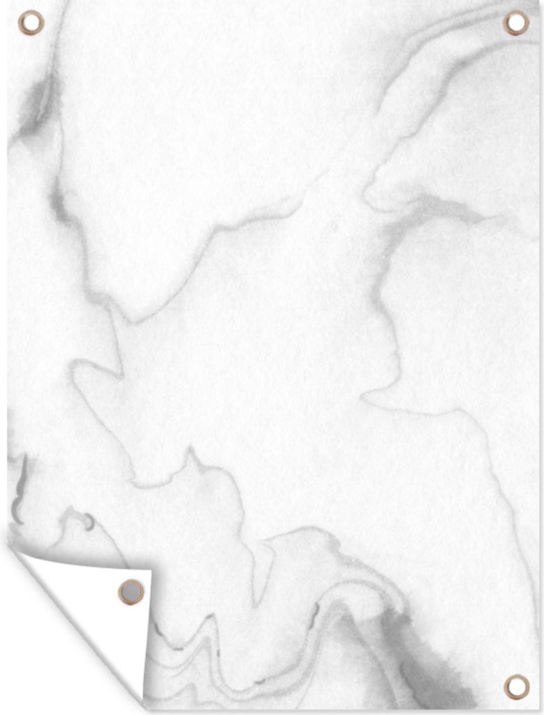 MuchoWow 60x80 cm Outdoor-Poster Gartendeko Sichtschutz Garten Poster für den Garten Marmor - Grau - Weiß - Abstrakt - Marmoroptik