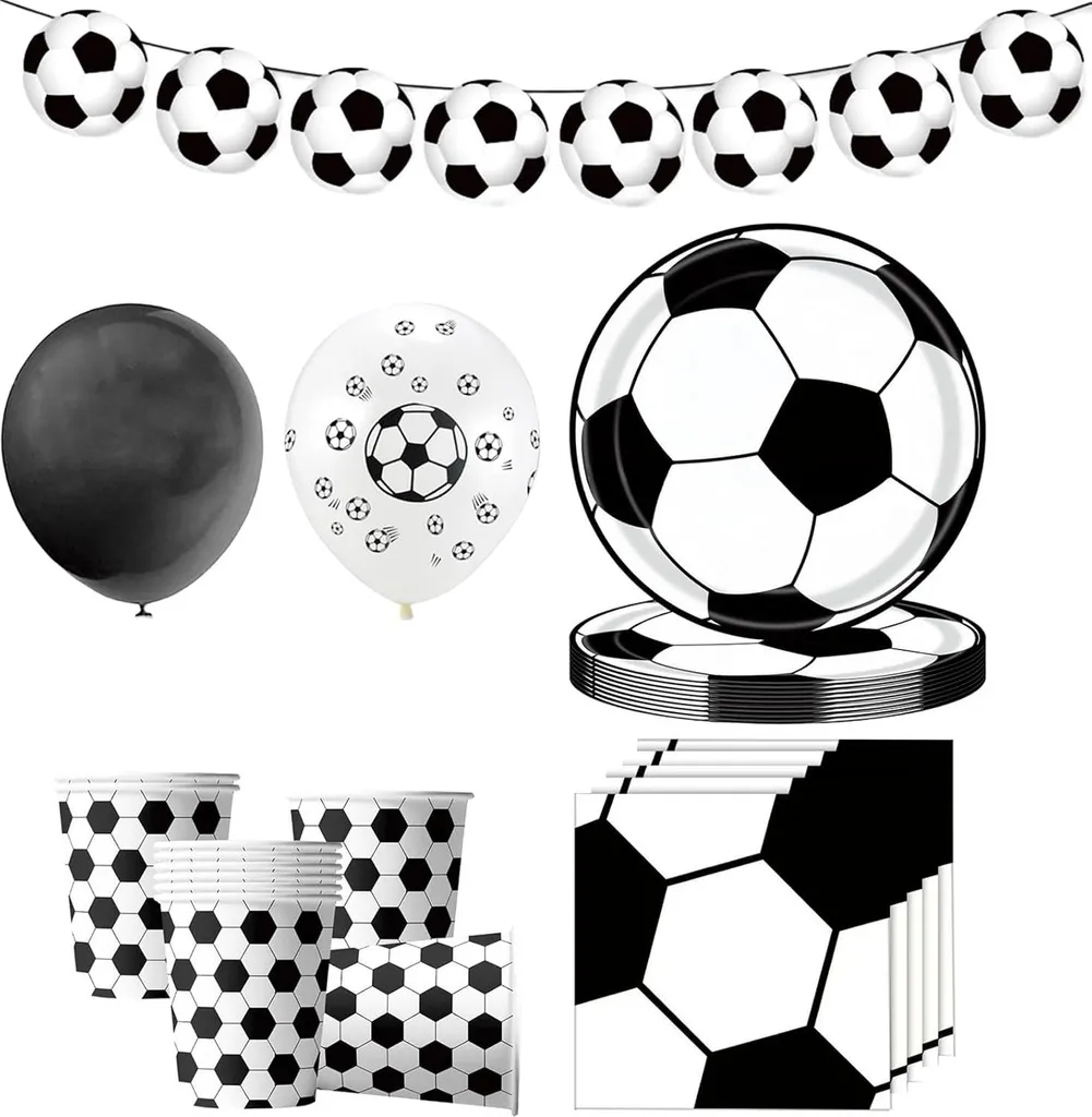 Fini la Vaisselle ! Pack Déco Foot 79 Pièces pour Anniversaire Réussi