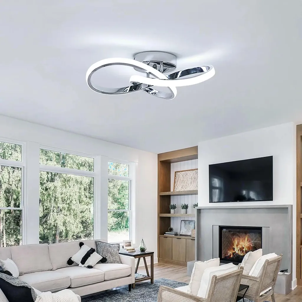 Plafonnier LED Argent 30W Dimmable 6500K - Luminaire avec Télécommande