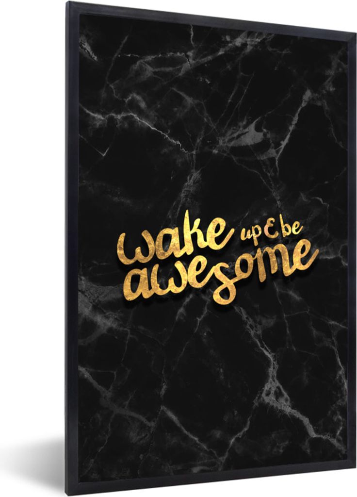 MuchoWow Gerahmtes Poster Zitate - Cool - Gold - Schwarz 60x90 cm - Poster mit Schwarzem Bilderrahmen Wandposter Rahmen Foto Bilder - Kunst