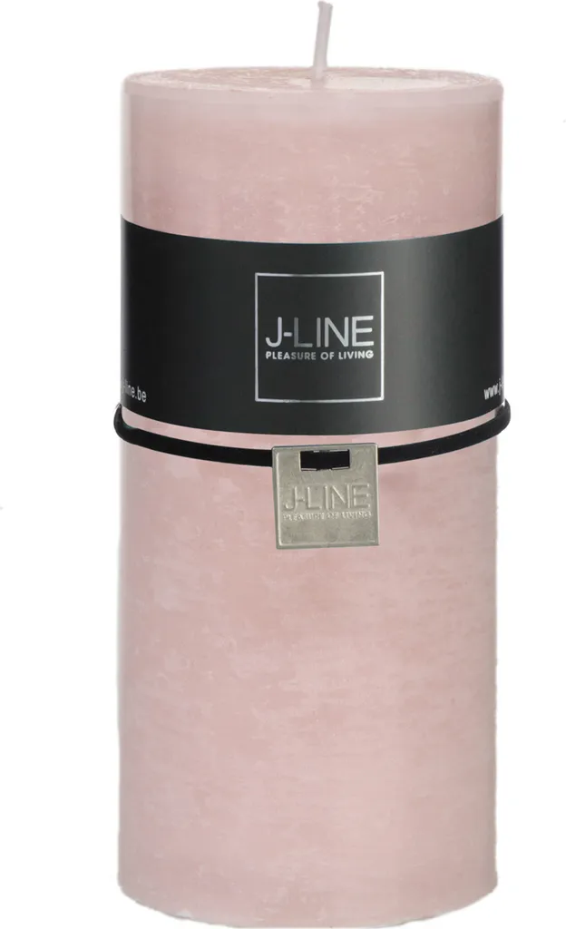 Bougie Pilier Rose Poudré Grand Format J-Line - Pack de 6 pour Décoration