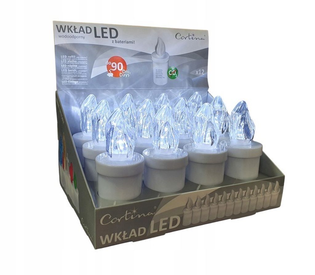 Wkład do zniczy Led 90 dni biały (12 sztuk) Zdjęcie produktu 