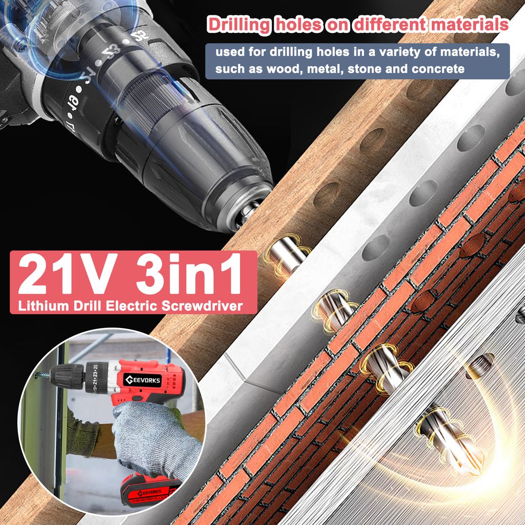 21V příklepové vrtačky Sada akumulátorových šroubováků Obrázek produktu 5