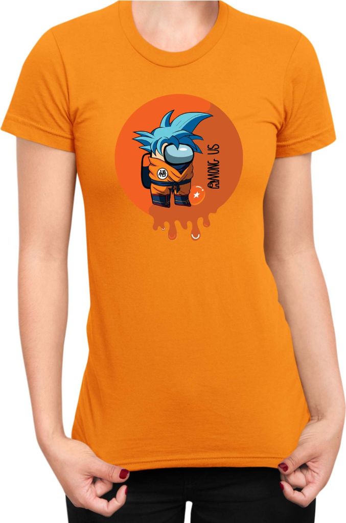 Damen T-Shirt Dragon Anime Manga Ball Z Goku 30, Lady XL / Orange