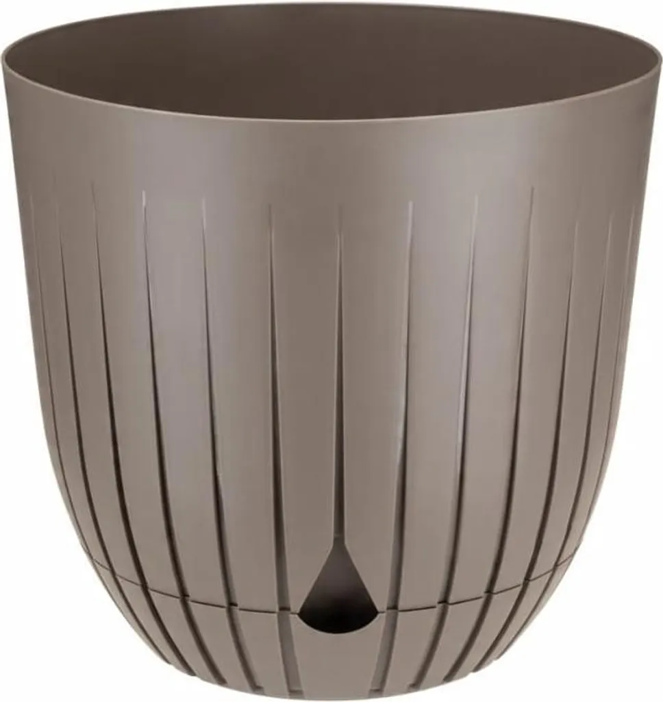 Grand cache-pot plastique avec soucoupe 26cm taupe pour décoration