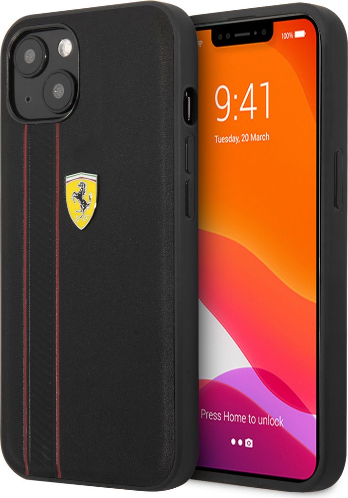 Ferrari Hardcase iPhone 13 & 14 - Debossed Stripes - Black