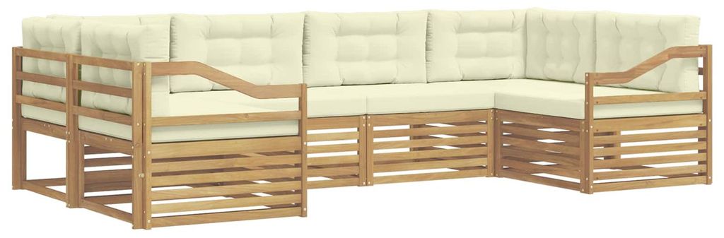 vidaXL Outdoor-Sofagarnitur mit Kissen 6 pcs Weiß und Creme Polyester