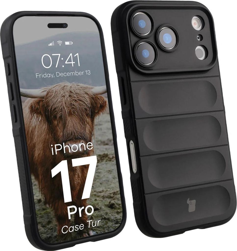 Robuste Handyhülle für iPhone 17 Pro, Bizon Case Tur, Schwarz