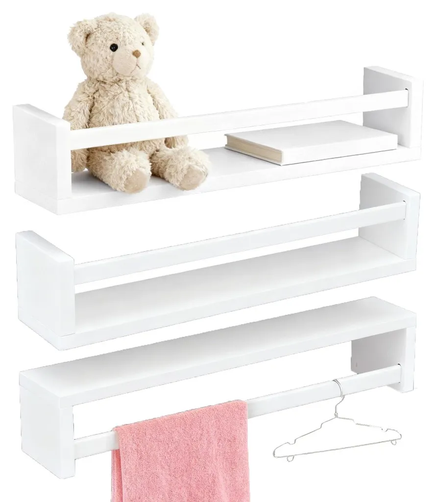 Étagère murale lot de 3 éléments 42 cm en bois blanc pour décoration