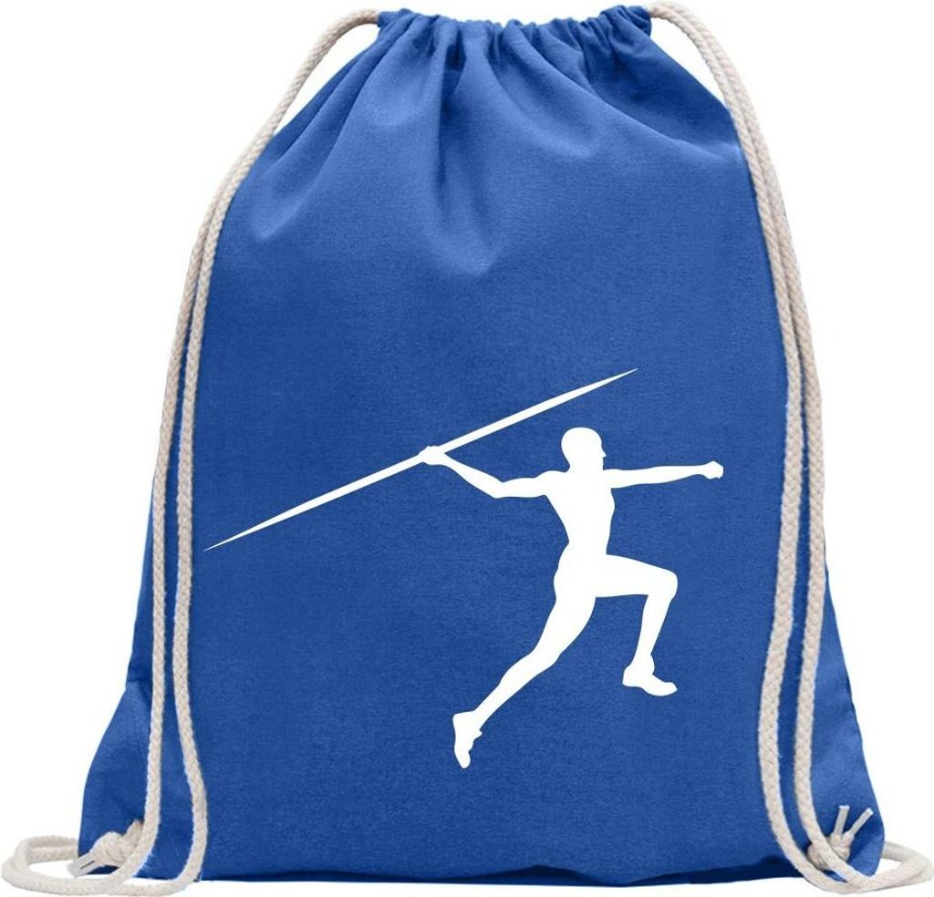 Kiwistar - Turnbeutel - royal - Speerwurf Speerwerfer - Fun Rucksack Sport Beutel Gymsack Baumwolle mit Ziehgurt