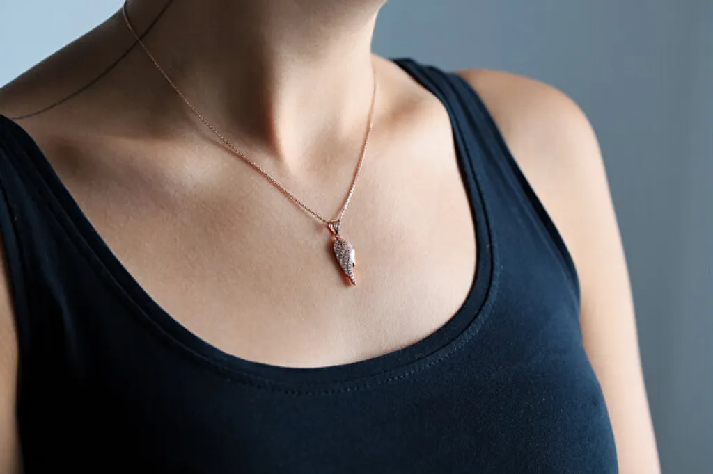 Pendaglio Ala d'Angelo Oro Rosa AGH594-ROSE con Zirconi | Simbolo