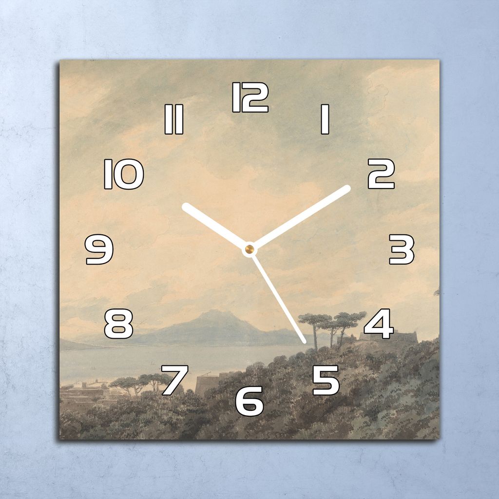 Deko Glasuhr Wanduhr 30x30 Vintage Hügel Quarz Küchenuhr Bürouhr