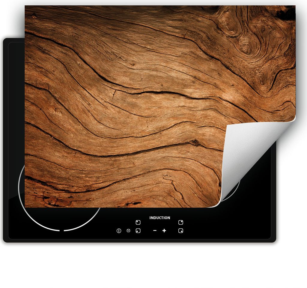 DarHaus Herdabdeckplatte 80x52 cm Anti Rutsch Matte Aufrollbar, Holz - natürlich