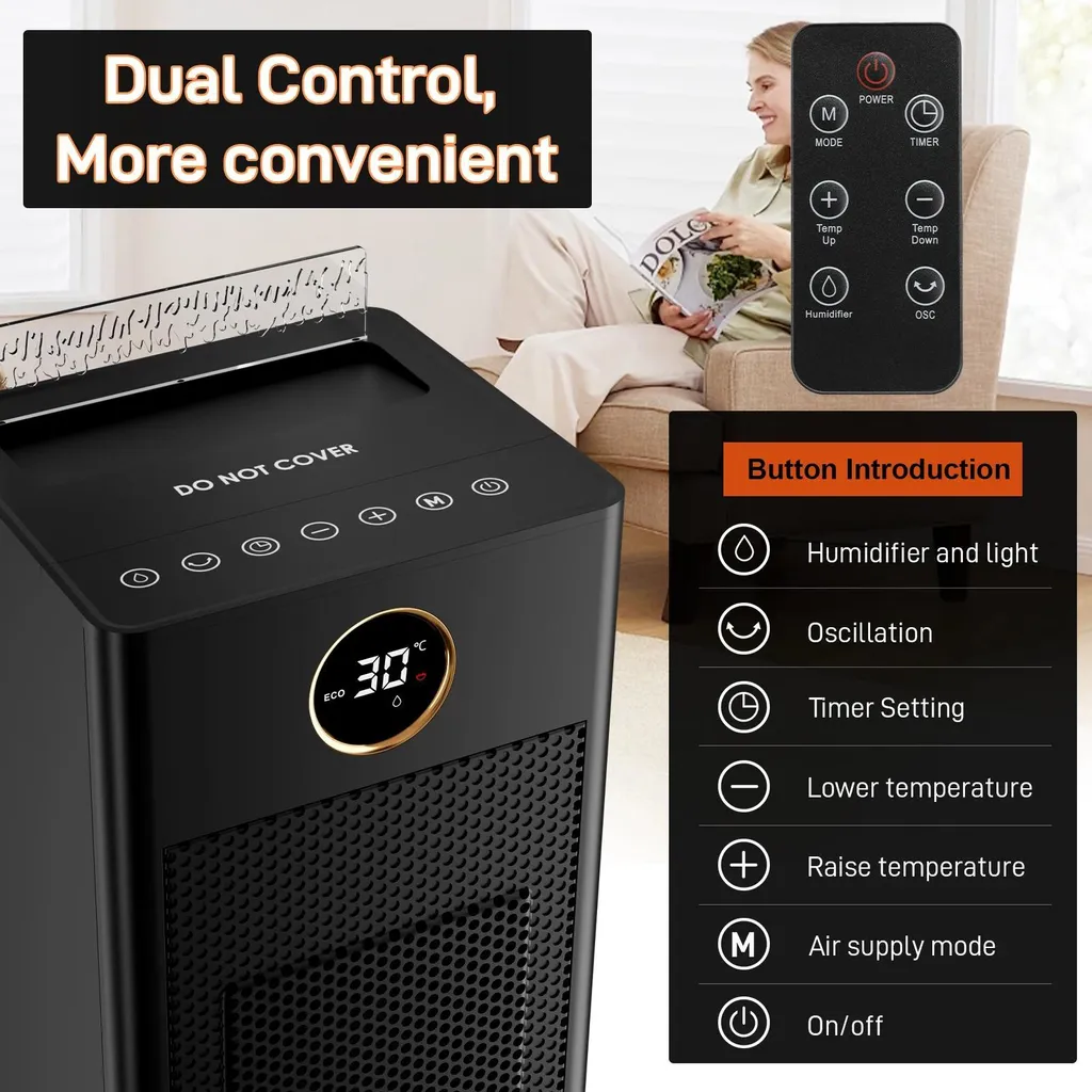Chauffage d'appoint céramique avec humidificateur d'air et programmateur - 6