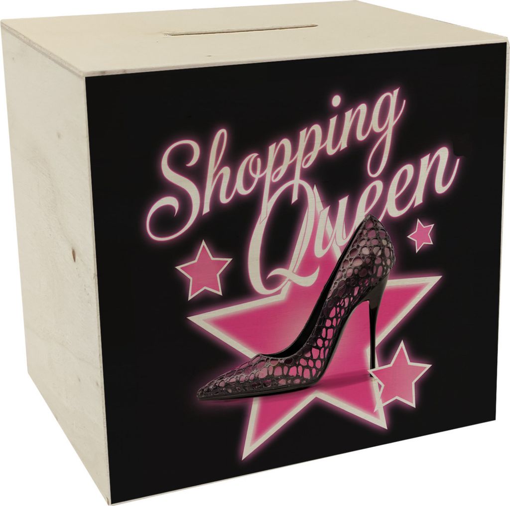 Schuh mit Stern Spardose aus Holz - Shopping Queen