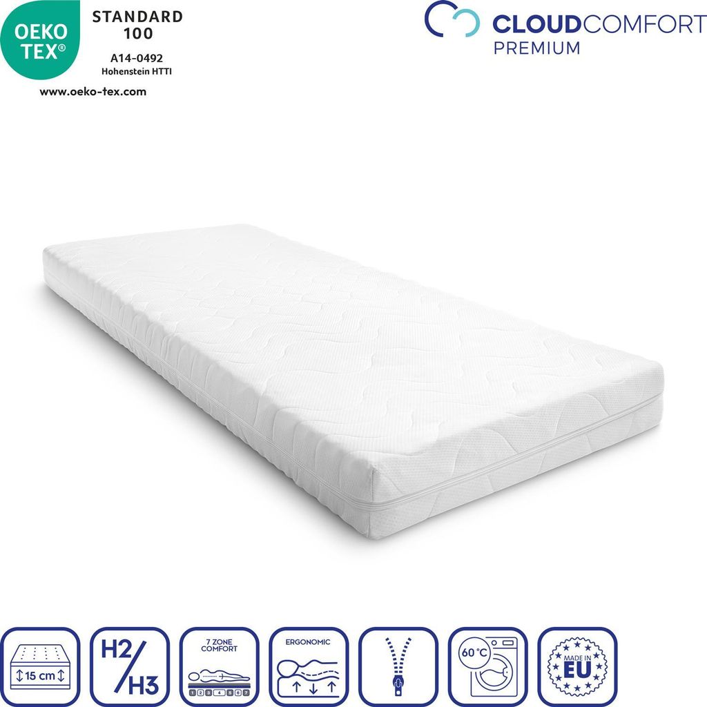 Premium 7-Zonen Matratze 90x200 cm CloudComfort, Höhe 15 Produktbild 