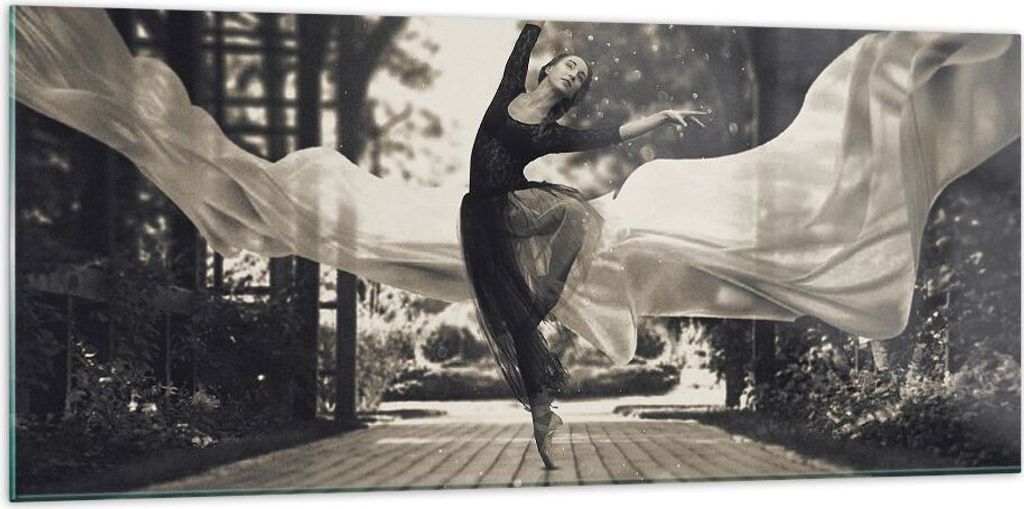 Bilder auf glas - Einteilig - Ballerina Tanz Luft - 120x50cm - Glasbilder - Wandbilder - Bilder - zum Aufhängen bereit - Wanddekoration aus Glas -...