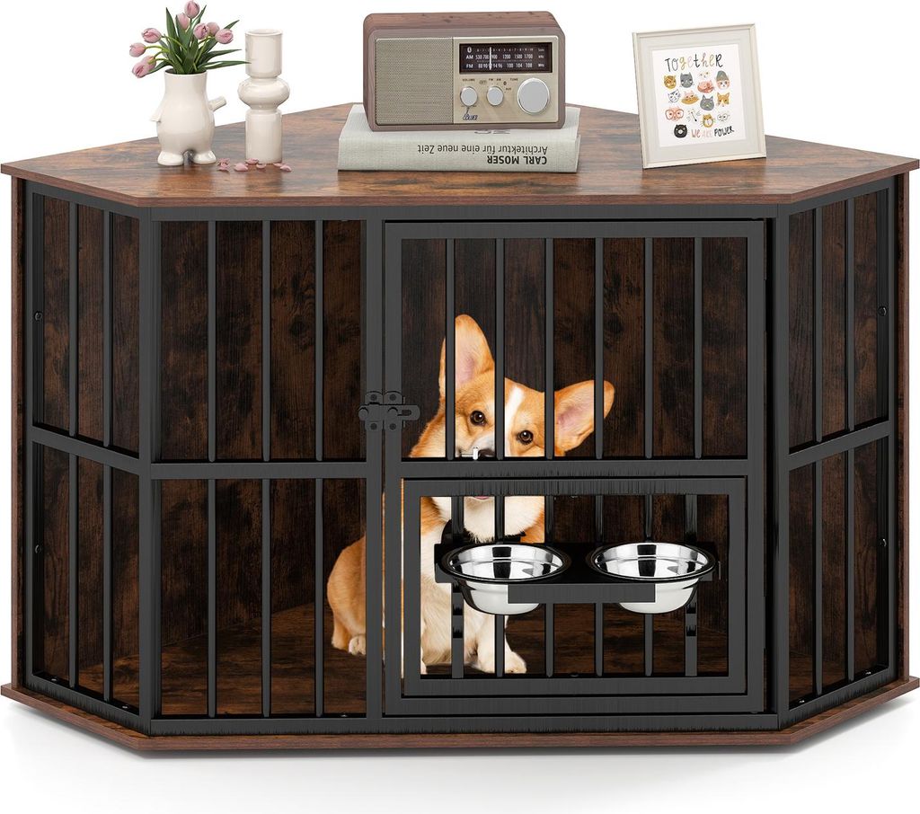 COSTWAY Cage pour chien Meuble, niche pour chien avec Image du produit 