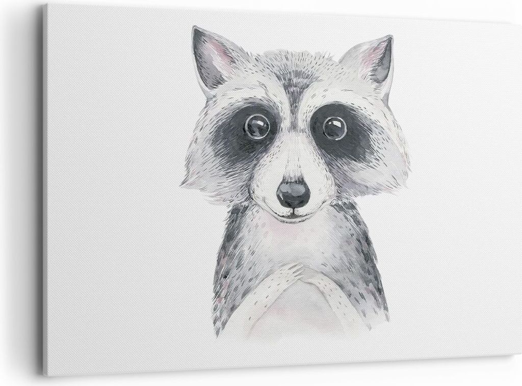Bild auf Leinwand - Leinwandbild - Einteilig - Waschbär Bild Kinder - 120x80cm - Wand Bild - Wanddeko - Wandbilder - Leinwanddruck - Bilder - Wand...