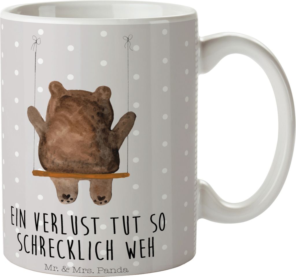 Mr. & Mrs. Panda Pott Bär Schaukel - Grau Pastell - Geschenk, Verlust Trauer Trauergeschenk Traurig Trösten Trost Liebeskummer Liebe Verliebt, Ka...