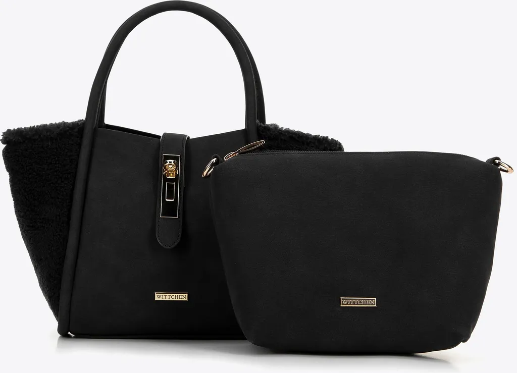Valise rigide femme noire à détails fourrure - Bagage à main chic