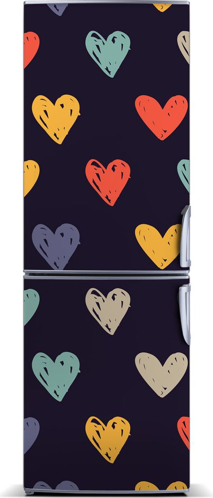 Tulup Kühlschrankdekoration - Magnetmatte - 60 cm x 180 cm - Magnet auf dem Kühlschrank - Bunte Herzen