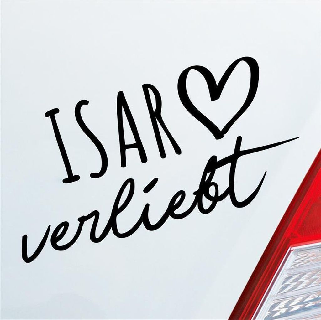 Auto Aufkleber Isar verliebt Herz Fluss River Wasser Water Liebe Car 19x10 cm Schwarz Glanz Sticker Heckscheibenaufkleber