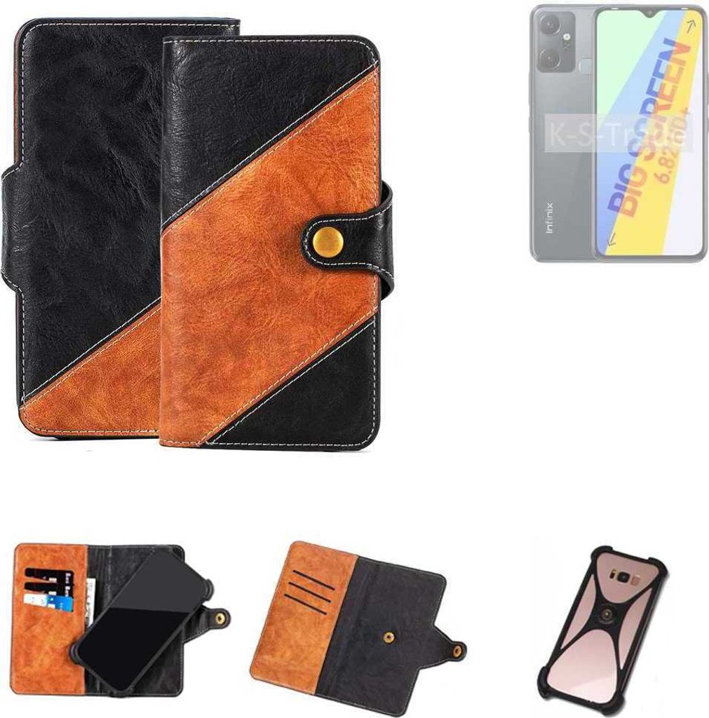 K-S-Trade Handyhülle Schutzhülle Bookstyle Case Wallet-Case kompatibel mit Infinix Smart 6 Plus X6823C Handy Cover Bumper Klapphülle schwarz