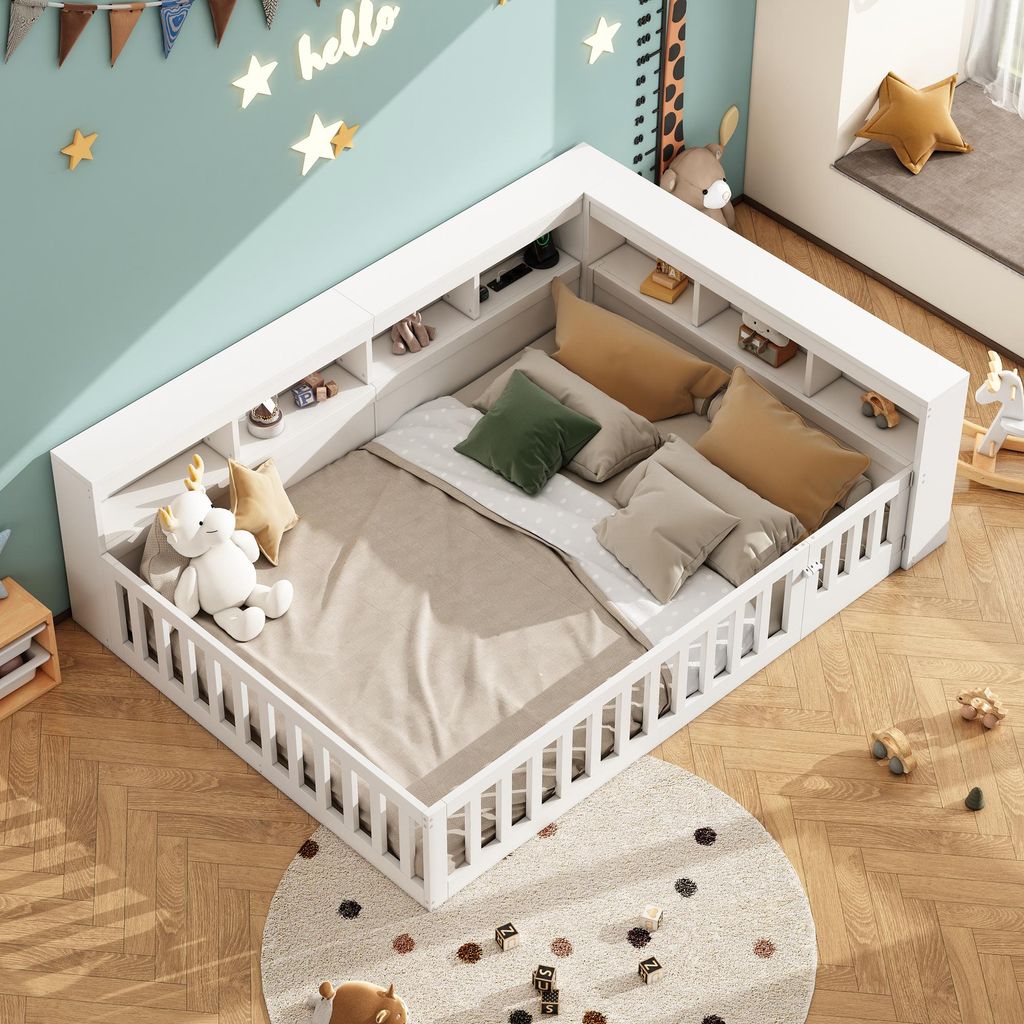 STILVORA Kinderbett 140×200 mit Matratze und rausfallschutz,Jugendbett mit Steckdose und usb,Tagesbett Schlafsofa,Weiß