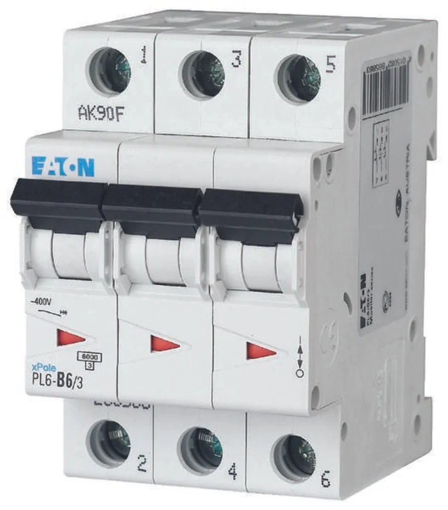 Disjoncteur de surintensité 6kA PL6-B6/3 Eaton Moeller - Courbe B 6A