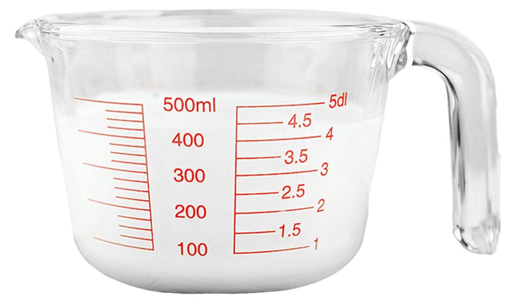 Messbecher aus Glas mit Ausgießer, 500 ml, hitzebeständig, mikrowellengeeignet, ideal für das Frühstück von Kindern
