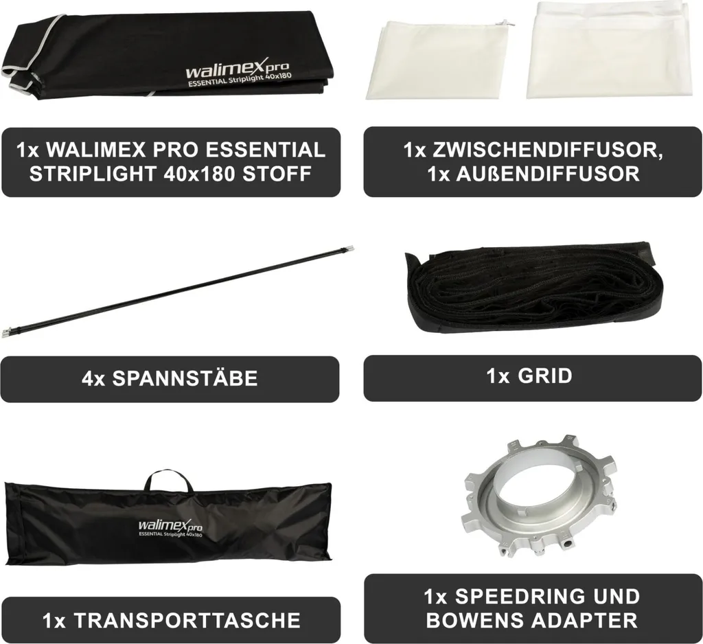 Walimex pro Softbox Essential Striplight 40x180 - Illuminazione Studio Pro - 4
