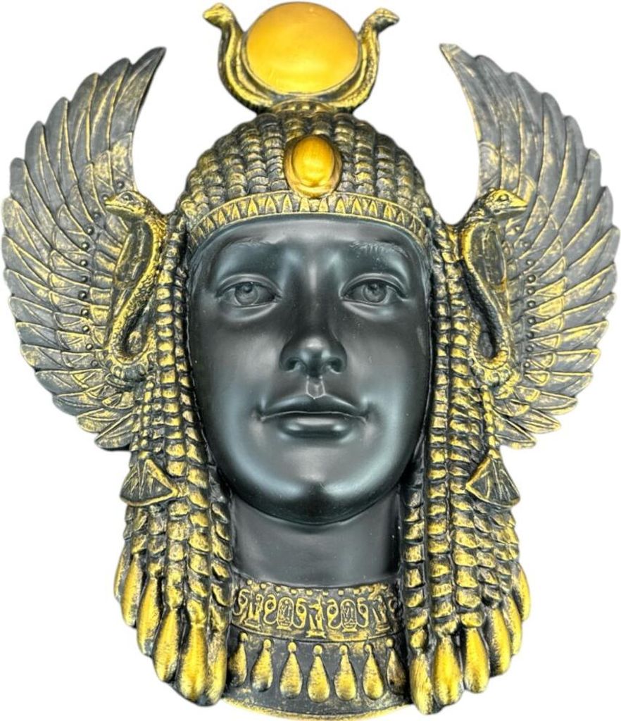 Wandmaske „Göttin Isis“ – bronziert, handbemalte ägyptische Dekofigur, hochwertige Wandskulptur, 23,5 cm WU76925AA