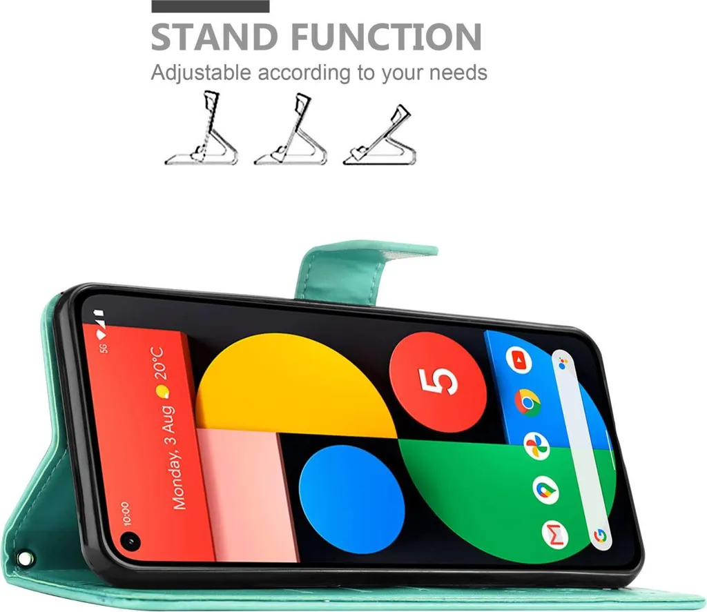 Custodia Cadorabo per Apple iPhone 15 in FLORAL BLUE Custodia protettiva con design floreale con chiusura magnetica, funzione stand e slot per carte di credito Flip Case Flower Cover Etui Handy Klapp Hülle Book Tasche - 3