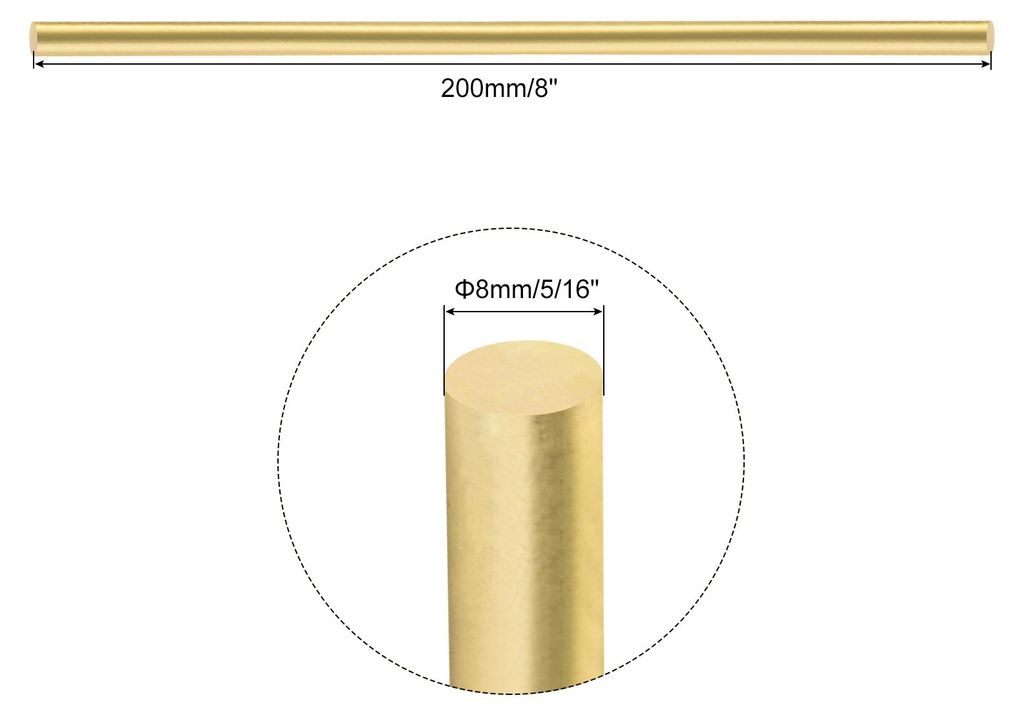 5 Stš¹ck Messingstangen 8mm x 200mm Messing Vollmaterial Rundstab fš¹r Messergriffe Pin DIY Handwerk Modellflugzeug