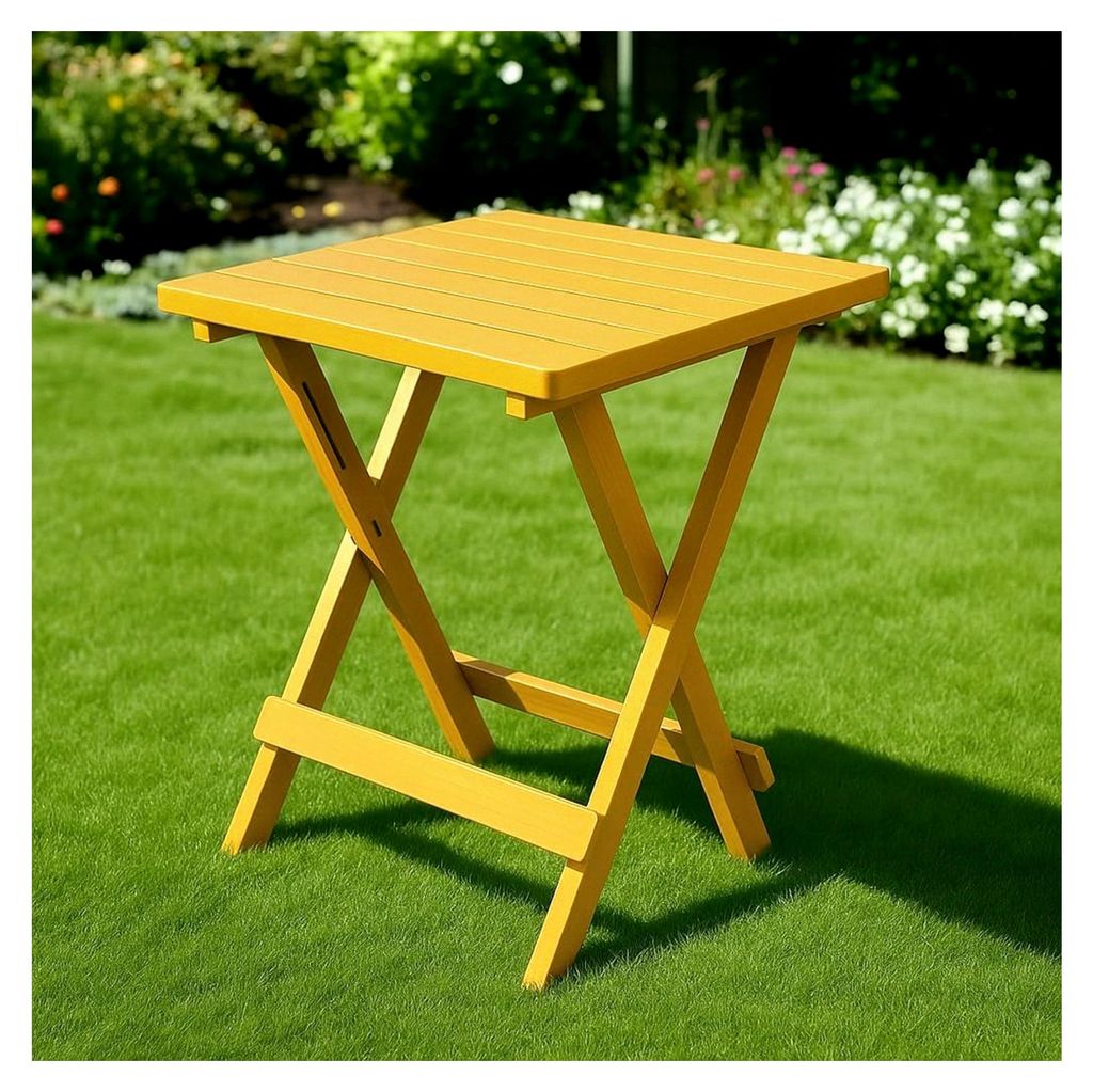 Kleiner klappbarer Gartentisch aus Kunststoff für Balkon, Garten und Terrasse - 45 x 43,5 x 50,3 cm (Weiß)