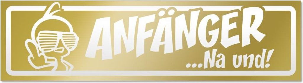 Kiwistar Anfänger NA und? Kücken invertiert Magnetschild Schild magnetisch - 45cm Gold - Magnetfolie für Auto PKW Kfz