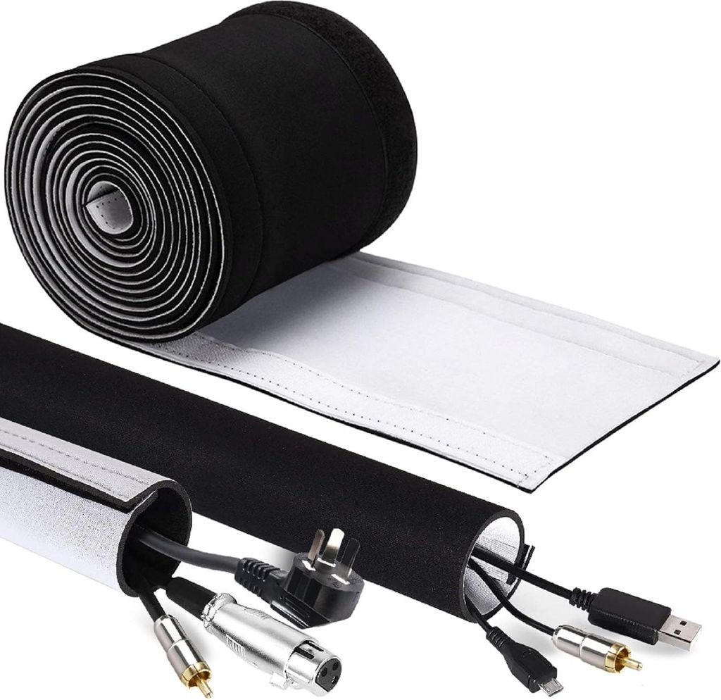 GeeRic 4M Kabelschlauch Neopren Kabelkanal mit einstellbarem Durchmesser für Kabelmanagement, Neopren Flexibler und wiederverwendbarer mit Klettve...
