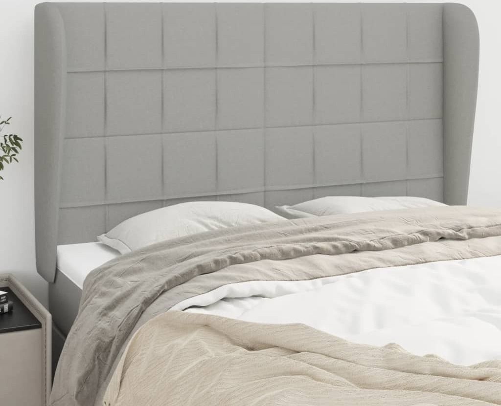 "2026 Promotion" Kopfteil moderne - mit Ohren Hellgrau 147x23x118/128 cm Stoff - Bettkopfteil CC5290