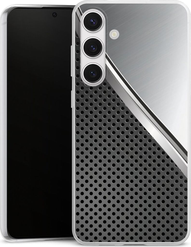 DeinDesign Slim Hülle für Samsung Galaxy S24+ Silikon Case Ultra Dünn Handyhülle Carbon Metall Stahl