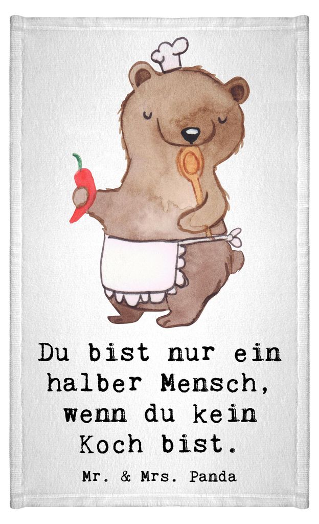 Mr. & Mrs. Panda Handtuch Koch Herz - Weiß - Geschenk, Produktbild 