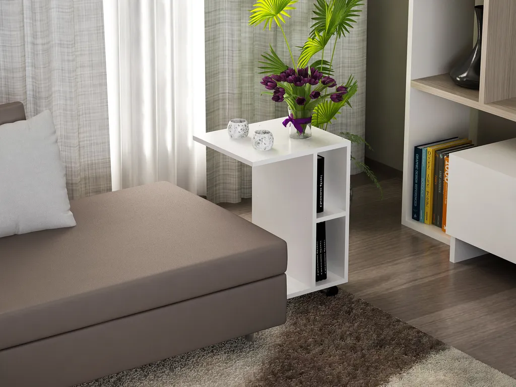 Table d'appoint blanche Skye Decor 45x65x35 cm pour salon moderne - 2