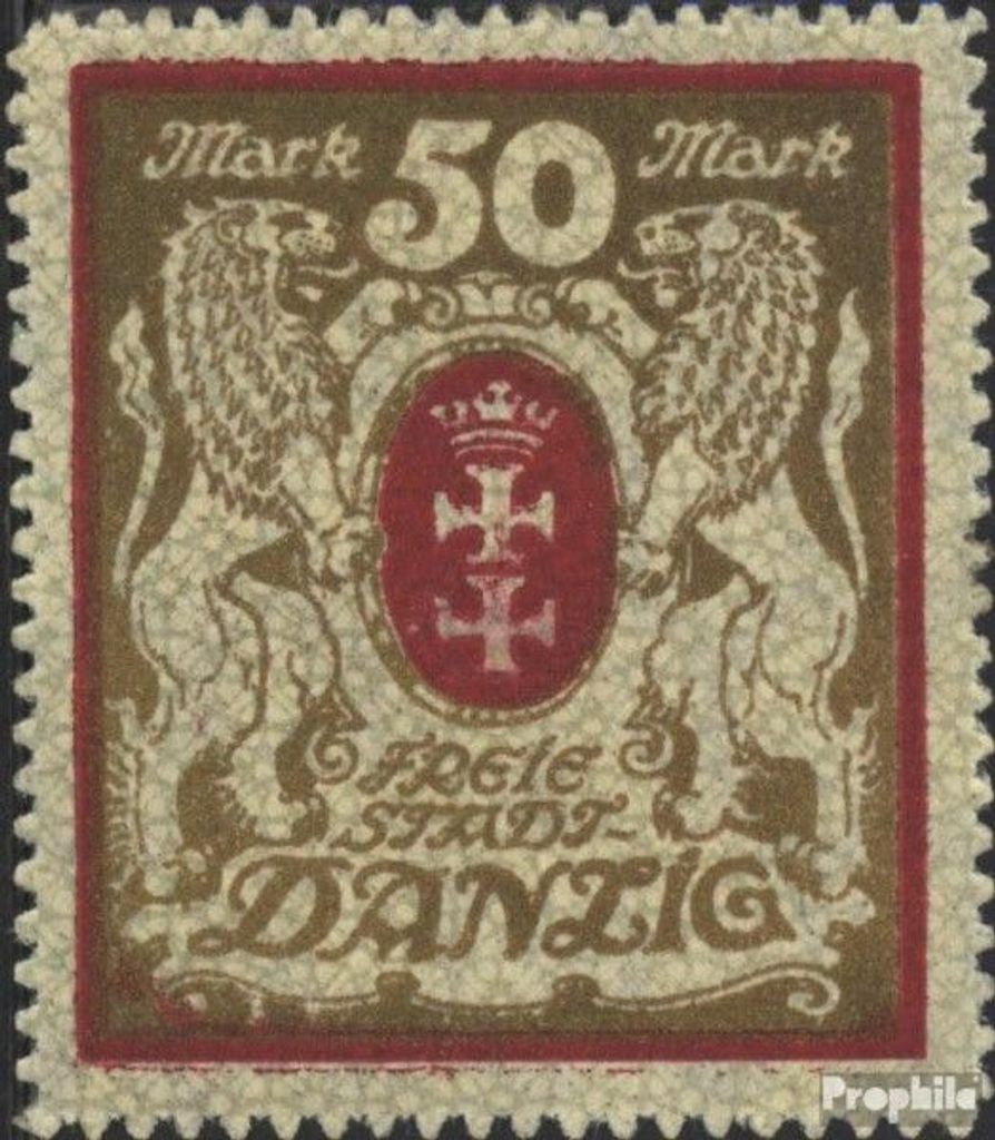 Briefmarken Danzig 1922 Mi 100X b Gefälligkeitsentwertung gestempelt Großes Wappen