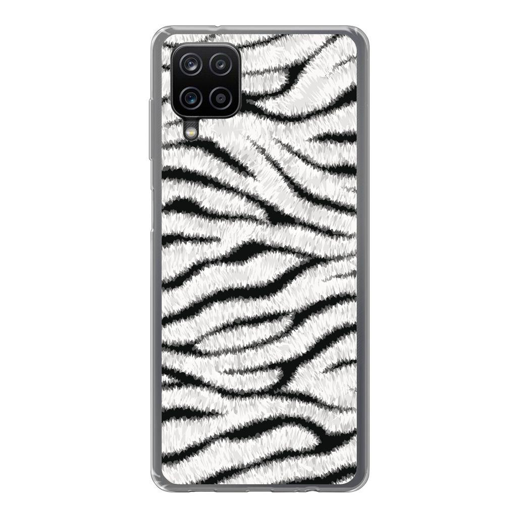 MuchoWow Handyhülle Schutzhülle Hülle für Samsung Galaxy A12 Tiermuster - Zebra - Weiß Silikon Softcase Handy Hülle - Bild