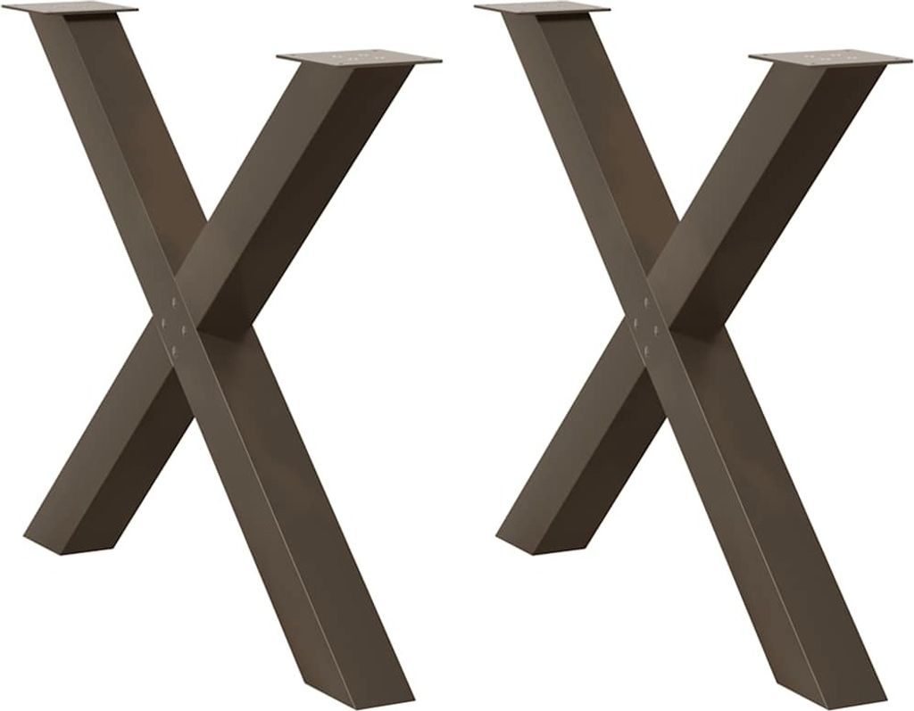 Esstischbeine X-Form 2 Stk. Naturstahl 90x(72-73) cm Stahl, Tischbeine DesignMöbel