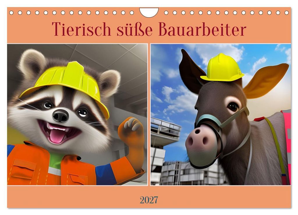 Tierisch süße Bauarbeiter (Wandkalender 2027 DIN A4 quer), CALVENDO Monatskalender